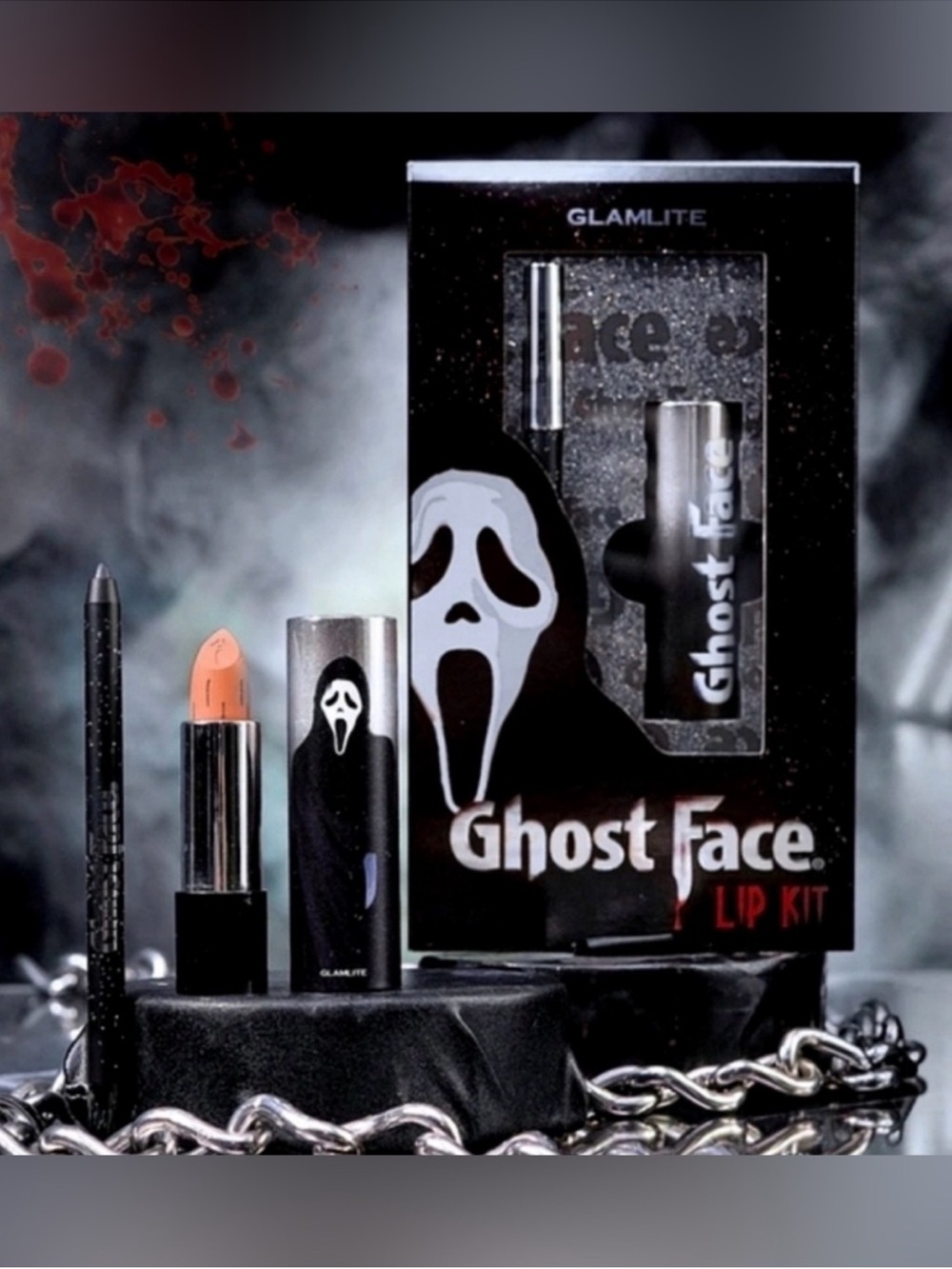 Ghost Face Lip Kit — Black & Peach Lipstick Set limited edition Glamlite
